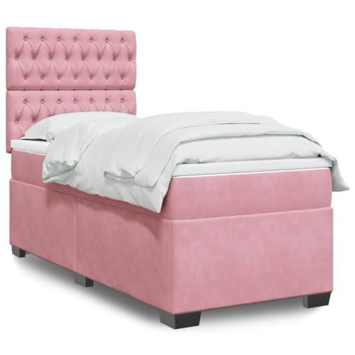Teenpull Boxspringbett Samt Rosa 90x200 cm, Komplettset mit Taschenfederkern Matratze, Matratzenauflage und höhenverstellbarem Kopfteil, gepolstertes Bettgestell für erholsamen Schlaf im Schlafzimmer Teenpull Boxspringbett Samt Rosa 90x200 cm, Komplettset mit Taschenfederkern Matratze, Matratzenauflage und höhenverstellbarem Kopfteil, gepolstertes Bettgestell für erholsamen Schlaf im Schlafzimmer von Teenpull