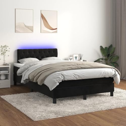 Teenpull Boxspringbett Schwarz 120x200 cm aus hochwertigem Samt, mit Matratze, verstellbarem Kopfteil und bunter LED-Beleuchtung, EIN komplettes Bettrahmen Möbelset. Teenpull Boxspringbett Schwarz 120x200 cm aus hochwertigem Samt, mit Matratze, verstellbarem Kopfteil und bunter LED-Beleuchtung, EIN komplettes Bettrahmen Möbelset. von Teenpull