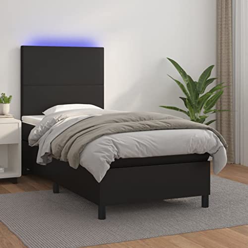 Teenpull Boxspringbett Schwarz 80x200 cm mit Taschenfederkern-Matratze, LED-Beleuchtung und höhenverstellbarem Kunstleder-Kopfteil für komfortablen Schlaf Teenpull Boxspringbett Schwarz 80x200 cm mit Taschenfederkern-Matratze, LED-Beleuchtung und höhenverstellbarem Kunstleder-Kopfteil für komfortablen Schlaf von Teenpull