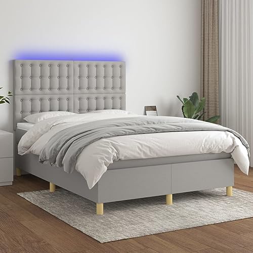 Teenpull Boxspringbett Set mit Matratze & LED, gepolstert, hellgrau, 140x190 cm, Stabiler Bettrahmen mit höhenverstellbarem Kopfteil für erholsamen Schlaf im Schlafzimmer Teenpull Boxspringbett Set mit Matratze & LED, gepolstert, hellgrau, 140x190 cm, Stabiler Bettrahmen mit höhenverstellbarem Kopfteil für erholsamen Schlaf im Schlafzimmer von Teenpull