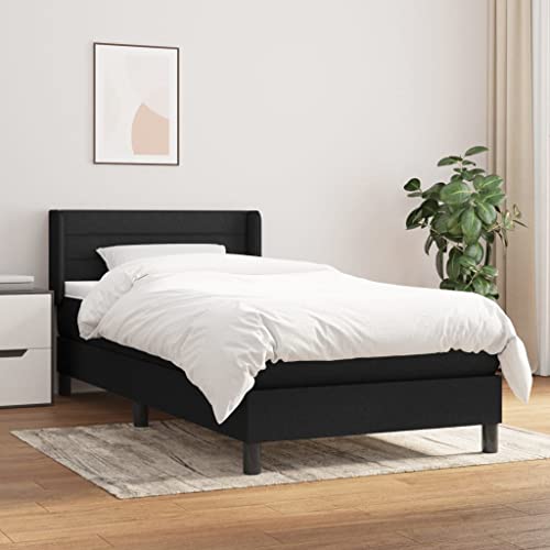Teenpull Boxspringbett Set mit Matratze und Topper, Schwarz 90x190 cm, Stoffbezug, höhenverstellbares Kopfteil, Stabiler Holzrahmen Einzelbett für Schlafzimmer Möbel, komfortabler erholsamer Schlaf Teenpull Boxspringbett Set mit Matratze und Topper, Schwarz 90x190 cm, Stoffbezug, höhenverstellbares Kopfteil, Stabiler Holzrahmen Einzelbett für Schlafzimmer Möbel, komfortabler erholsamer Schlaf von Teenpull