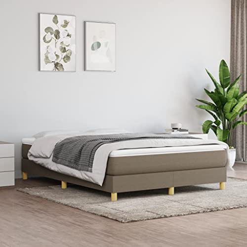 Teenpull Boxspringbett Set mit Taschenfederkernmatratze und Matratzenauflage, hochwertiger Taupe Stoffbezug, 140x190 cm für erholsamen Schlaf, stabile Basis für Ihr Schlafzimmer Möbel von Teenpull