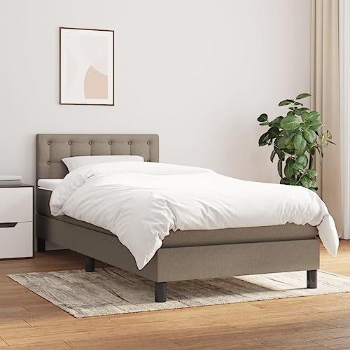 Teenpull Boxspringbett Taupe 100x200 cm mit Taschenfederkernmatratze, Stoffbezug, verstellbarem Kopfteil für erholsamen Schlaf, mittelharte Unterstützung von Teenpull