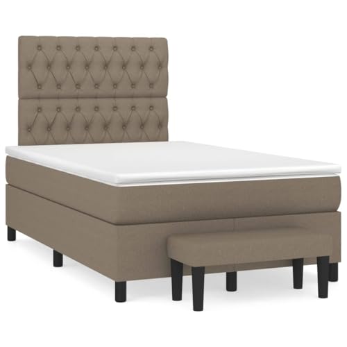 Teenpull Boxspringbett Taupe 120x190 cm mit Taschenfederkernmatratze, verstellbarem Kopfteil und Bank, strapazierfähiger Stoffbezug für erholsamen Schlaf und Moderne Schlafzimmer von Teenpull