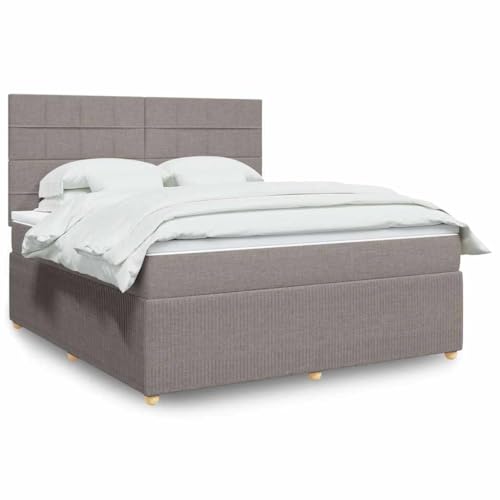 Teenpull Boxspringbett Taupe 180x200 cm, Stoff Polsterbett mit verstellbarem Kopfteil, Taschenfederkern Matratze Topper Bettgestell Set für entspannten Schlaf Teenpull Boxspringbett Taupe 180x200 cm, Stoff Polsterbett mit verstellbarem Kopfteil, Taschenfederkern Matratze Topper Bettgestell Set für entspannten Schlaf von Teenpull