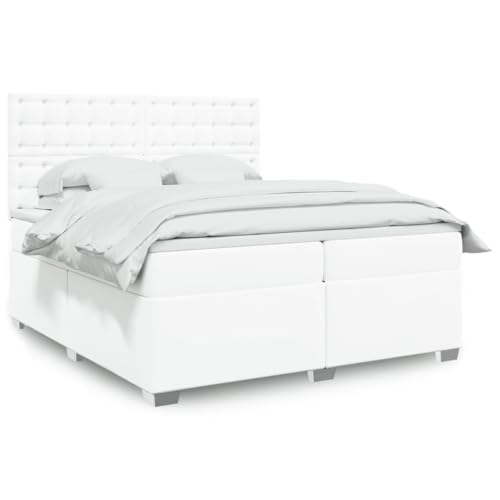 Teenpull Boxspringbett Weiß 200x200 cm, Kunstleder Polsterbett mit Taschenfederkernmatratze, Höhenverstellbares Kopfteil, Integrierte LED-Beleuchtung für Schlafzimmer Teenpull Boxspringbett Weiß 200x200 cm, Kunstleder Polsterbett mit Taschenfederkernmatratze, Höhenverstellbares Kopfteil, Integrierte LED-Beleuchtung für Schlafzimmer von Teenpull