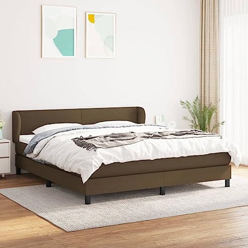 Teenpull Boxspringbett gepolstert mit Taschenfederkernmatratze und höhenverstellbarem Kopfteil, Dunkelbraun Stoff, 180x200 cm, Stabiler Bettrahmen für erholsamen Schlaf, Möbel Set von Teenpull