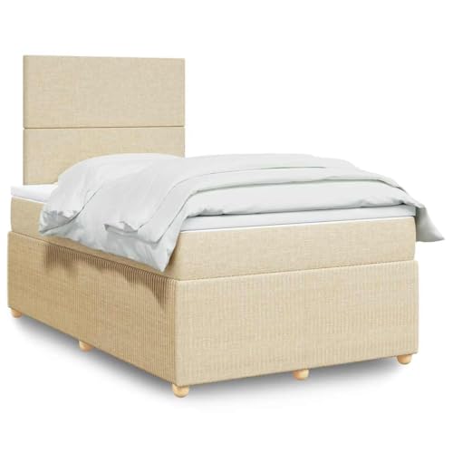 Teenpull Boxspringbett mit Matratze, 120x190 cm, Creme Stoff, gepolstert, LED-Beleuchtung, höhenverstellbares Kopfteil, für Schlafzimmer, erholsame Nachtruhe Teenpull Boxspringbett mit Matratze, 120x190 cm, Creme Stoff, gepolstert, LED-Beleuchtung, höhenverstellbares Kopfteil, für Schlafzimmer, erholsame Nachtruhe von Teenpull