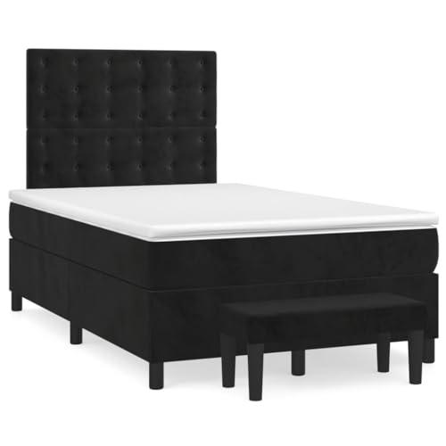 Teenpull Boxspringbett mit Matratze, 120x190 cm, Schwarz Samt, verstellbares Kopfteil, Taschenfederkern, inkl. Matratzenauflage & Bank, Robustes Schlafzimmermöbel Set Teenpull Boxspringbett mit Matratze, 120x190 cm, Schwarz Samt, verstellbares Kopfteil, Taschenfederkern, inkl. Matratzenauflage & Bank, Robustes Schlafzimmermöbel Set von Teenpull