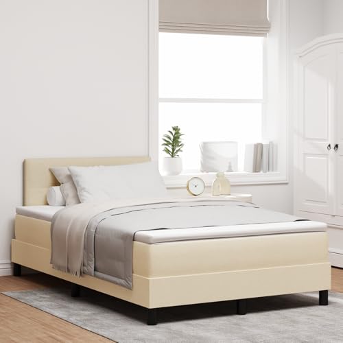 Teenpull Boxspringbett mit Matratze, 120x200 cm, Creme Stoff, Modernes Design, Stabiler Rahmen, Inklusive Kopfteil, Für erholsamen Schlaf von Teenpull