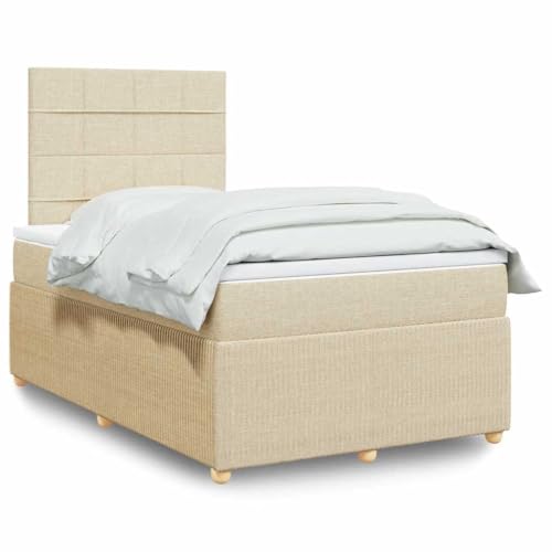 Teenpull Boxspringbett mit Matratze, 120x200 cm, Creme Stoff, gepolstertes Bettgestell mit LED Beleuchtung und höhenverstellbarem Kopfteil für erholsamen Schlaf Teenpull Boxspringbett mit Matratze, 120x200 cm, Creme Stoff, gepolstertes Bettgestell mit LED Beleuchtung und höhenverstellbarem Kopfteil für erholsamen Schlaf von Teenpull