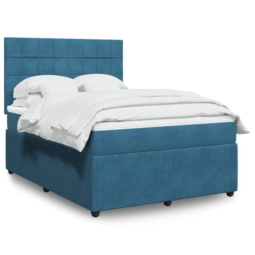 Teenpull Boxspringbett mit Matratze, 140x190 cm Dunkelblau Samt, luxuriöses Schlafzimmer Möbelset mit verstellbarem Kopfteil und atmungsaktiver Taschenfederkernmatratze Teenpull Boxspringbett mit Matratze, 140x190 cm Dunkelblau Samt, luxuriöses Schlafzimmer Möbelset mit verstellbarem Kopfteil und atmungsaktiver Taschenfederkernmatratze von Teenpull