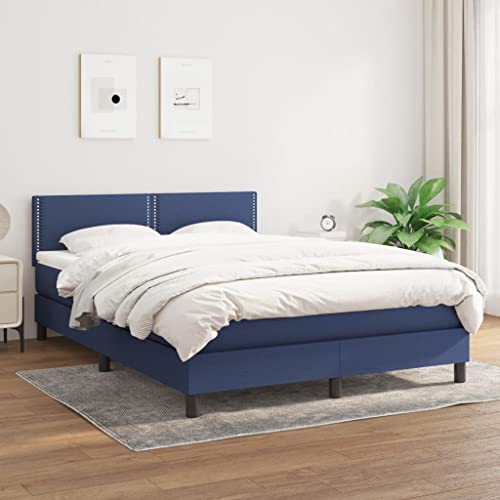 Teenpull Boxspringbett mit Matratze, 140x200 cm, Blau Stoff, Gepolstertes Bett mit Höhenverstellbarem Kopfteil, Schlafzimmer Möbel Set, Robustes Bettgestell für erholsamen Schlaf Teenpull Boxspringbett mit Matratze, 140x200 cm, Blau Stoff, Gepolstertes Bett mit Höhenverstellbarem Kopfteil, Schlafzimmer Möbel Set, Robustes Bettgestell für erholsamen Schlaf von Teenpull