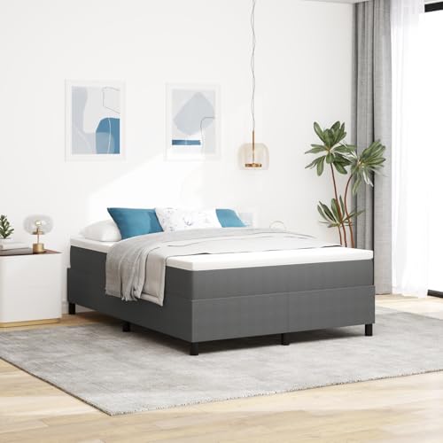 Teenpull Boxspringbett mit Matratze, 140x200cm, Hellgrau Cord-Stoff, verstellbares Kopfteil, Robustes Bed Frame für Schlafzimmer von Teenpull