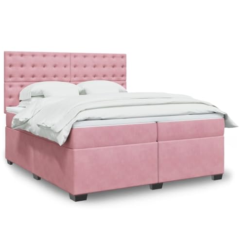 Teenpull Boxspringbett mit Matratze, 200x200 cm, Rosa Samt Polsterbett mit Taschenfederkernmatratze, verstellbarem Kopfteil und Ambiente LED-Beleuchtung für Schlafzimmer Teenpull Boxspringbett mit Matratze, 200x200 cm, Rosa Samt Polsterbett mit Taschenfederkernmatratze, verstellbarem Kopfteil und Ambiente LED-Beleuchtung für Schlafzimmer von Teenpull
