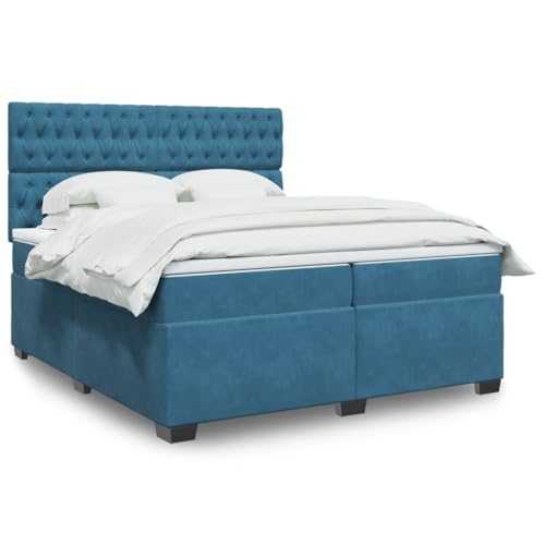 Teenpull Boxspringbett mit Matratze, 200x200 cm, Samt Blau, Höhenverstellbares Kopfteil, LED-Beleuchtung, Komplette Schlafzimmer-Möbel für Erwachsene Teenpull Boxspringbett mit Matratze, 200x200 cm, Samt Blau, Höhenverstellbares Kopfteil, LED-Beleuchtung, Komplette Schlafzimmer-Möbel für Erwachsene von Teenpull