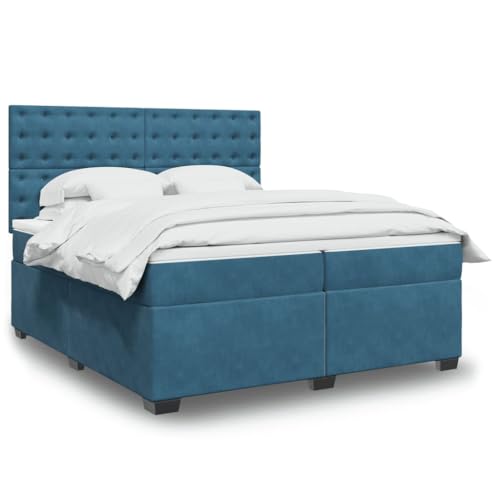 Teenpull Boxspringbett mit Matratze, 200x200 cm, Samt in Blau, Taschenfederkern, Höhenverstellbares Kopfteil, LED-Beleuchtung, Komfortable Matratzenauflage für erholsamen Schlaf Teenpull Boxspringbett mit Matratze, 200x200 cm, Samt in Blau, Taschenfederkern, Höhenverstellbares Kopfteil, LED-Beleuchtung, Komfortable Matratzenauflage für erholsamen Schlaf von Teenpull