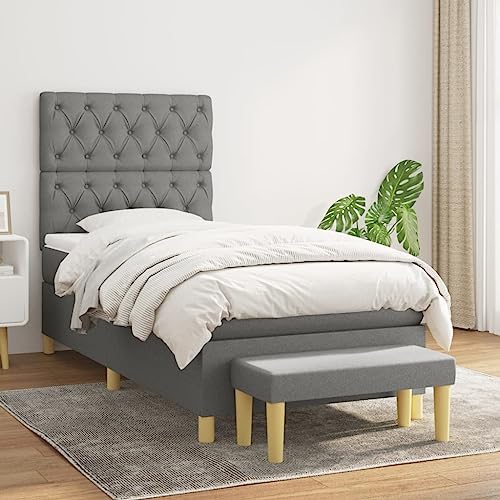 Teenpull Boxspringbett mit Matratze, 80x200 cm, Dunkelgrauer Stoff, verstellbares Kopfteil, Taschenfederkernmatratze, mittelfeste Unterstützung, inklusive Bank Teenpull Boxspringbett mit Matratze, 80x200 cm, Dunkelgrauer Stoff, verstellbares Kopfteil, Taschenfederkernmatratze, mittelfeste Unterstützung, inklusive Bank von Teenpull