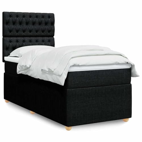 Teenpull Boxspringbett mit Matratze, 80x200 cm, Schwarz Stoff, verstellbares Kopfteil, LED-Beleuchtung, Taschenfederkernmatratze, Matratzenauflage für Schlafzimmer Teenpull Boxspringbett mit Matratze, 80x200 cm, Schwarz Stoff, verstellbares Kopfteil, LED-Beleuchtung, Taschenfederkernmatratze, Matratzenauflage für Schlafzimmer von Teenpull