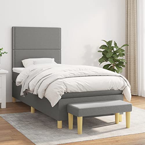 Teenpull Boxspringbett mit Matratze, 80x200 cm, dunkelgrauer Stoff, verstellbares Kopfteil, Taschenfederkern, mittelfeste Unterstützung, inklusive Bank Teenpull Boxspringbett mit Matratze, 80x200 cm, dunkelgrauer Stoff, verstellbares Kopfteil, Taschenfederkern, mittelfeste Unterstützung, inklusive Bank von Teenpull