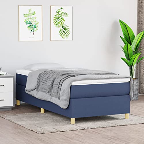 Teenpull Boxspringbett mit Matratze, 90x190 cm, Blau, Stoffbezug, Taschenfederkernmatratze, mittlere Härte, atmungsaktiv, für erholsamen Schlaf im Schlafzimmer von Teenpull
