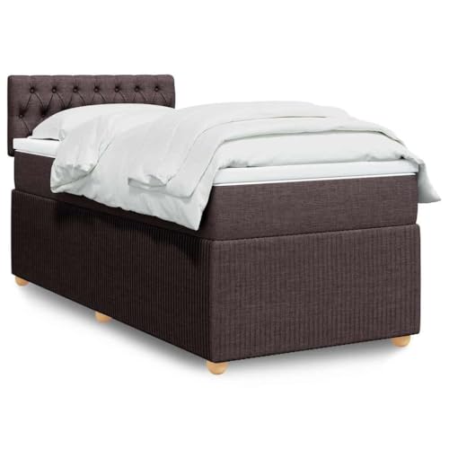 Teenpull Boxspringbett mit Matratze, 90x190 cm, Dunkelbraun Stoff, LED-Beleuchtung, Taschenfederkern, Topper, Schlafzimmer Möbel Set Teenpull Boxspringbett mit Matratze, 90x190 cm, Dunkelbraun Stoff, LED-Beleuchtung, Taschenfederkern, Topper, Schlafzimmer Möbel Set von Teenpull