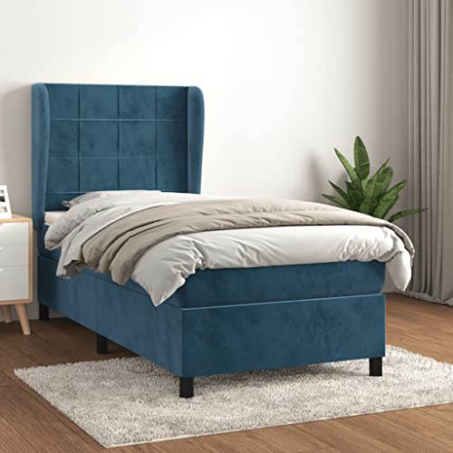 Teenpull Boxspringbett mit Matratze, 90x200 cm, Dunkelblau Samt, Höhenverstellbares Kopfteil, Komfortable Taschenfederkernmatratze für erholsamen Schlaf im Schlafzimmer Teenpull Boxspringbett mit Matratze, 90x200 cm, Dunkelblau Samt, Höhenverstellbares Kopfteil, Komfortable Taschenfederkernmatratze für erholsamen Schlaf im Schlafzimmer von Teenpull