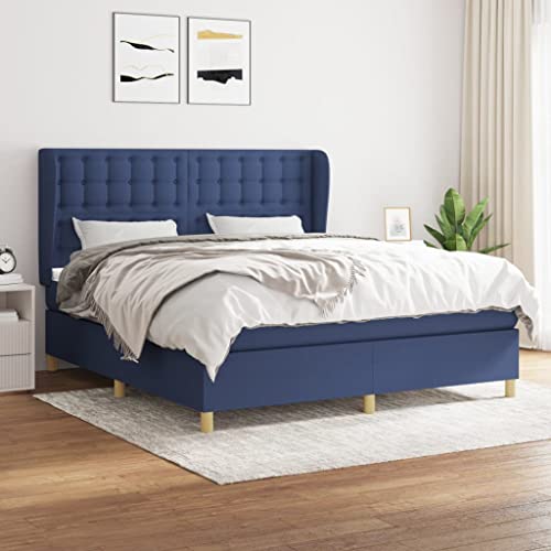 Teenpull Boxspringbett mit Matratze, Blau, 160x200 cm, Stoff, höhenverstellbares Kopfteil, Taschenfederkern, mittelharter Liegekomfort, für erholsamen Schlaf im Schlafzimmer, strapazierfähig Teenpull Boxspringbett mit Matratze, Blau, 160x200 cm, Stoff, höhenverstellbares Kopfteil, Taschenfederkern, mittelharter Liegekomfort, für erholsamen Schlaf im Schlafzimmer, strapazierfähig von Teenpull