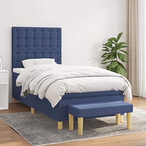 Teenpull Boxspringbett mit Matratze, Blau, 90x200 cm, Stoffbezug, verstellbares Kopfteil, atmungsaktiver Stoff, Taschenfederkernmatratze für erholsamen Schlaf, mit Bank Teenpull Boxspringbett mit Matratze, Blau, 90x200 cm, Stoffbezug, verstellbares Kopfteil, atmungsaktiver Stoff, Taschenfederkernmatratze für erholsamen Schlaf, mit Bank von Teenpull
