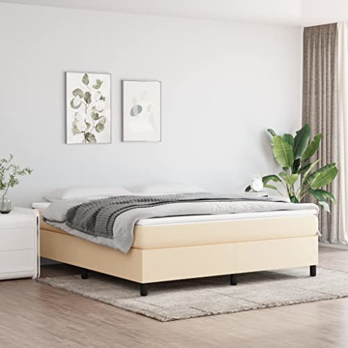 Teenpull Boxspringbett mit Matratze, Creme 160x200 cm, Stoffbezug, Taschenfederkern, mittelfeste Unterstützung, für erholsamen Schlaf von Teenpull