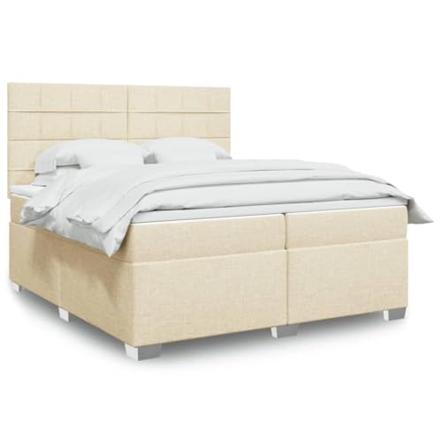 Teenpull Boxspringbett mit Matratze, Creme Stoff 200x200 cm, Taschenfederkern für optimalen Schlafkomfort, höhenverstellbares Kopfteil, LED-Beleuchtung Teenpull Boxspringbett mit Matratze, Creme Stoff 200x200 cm, Taschenfederkern für optimalen Schlafkomfort, höhenverstellbares Kopfteil, LED-Beleuchtung von Teenpull