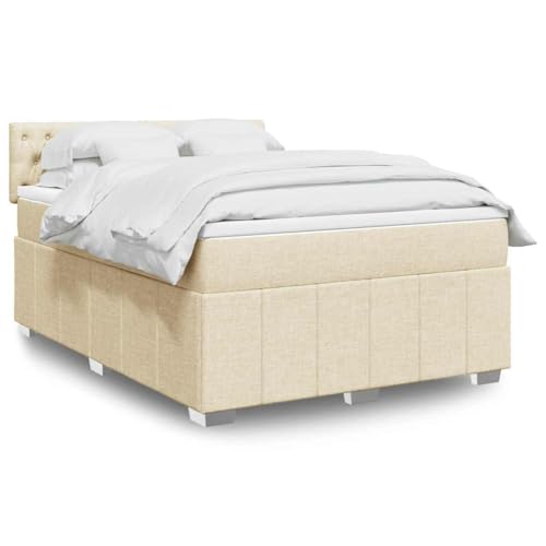 Teenpull Boxspringbett mit Matratze, Creme Stoff Polsterbett 140x190 cm, inkl. Taschenfederkernmatratze und Matratzenauflage, mit LED-Kopfteil für Schlafzimmer Möbel, stabil Boxspring Bed Frame Teenpull Boxspringbett mit Matratze, Creme Stoff Polsterbett 140x190 cm, inkl. Taschenfederkernmatratze und Matratzenauflage, mit LED-Kopfteil für Schlafzimmer Möbel, stabil Boxspring Bed Frame von Teenpull