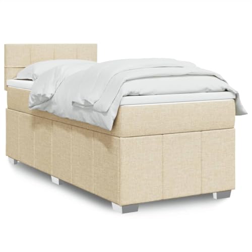 Teenpull Boxspringbett mit Matratze, Creme Stoff gepolstert, 90x190 cm Schlafzimmer Möbel Komplettset, verstellbares Kopfteil, Taschenfederkern für erholsamen Schlaf und optimale Körperstütze. Teenpull Boxspringbett mit Matratze, Creme Stoff gepolstert, 90x190 cm Schlafzimmer Möbel Komplettset, verstellbares Kopfteil, Taschenfederkern für erholsamen Schlaf und optimale Körperstütze. von Teenpull