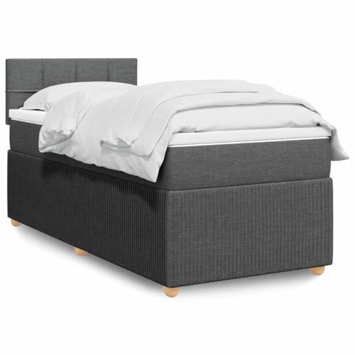 Teenpull Boxspringbett mit Matratze, Dunkelgrau 90x190 cm, Stoffbezug, Federkernmatratze, LED-Beleuchtung, Kopfteil, Schlafzimmermöbel Set von Teenpull