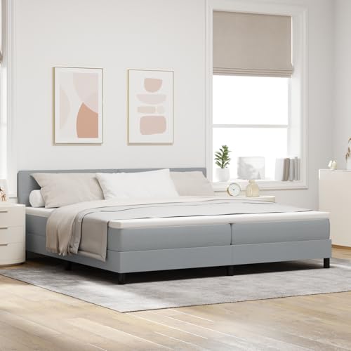Teenpull Boxspringbett mit Matratze, Kopfteil & Lattenrost, Hellgrau Stoff, 200x200 cm, Modernes Schlafzimmer Möbel Set von Teenpull