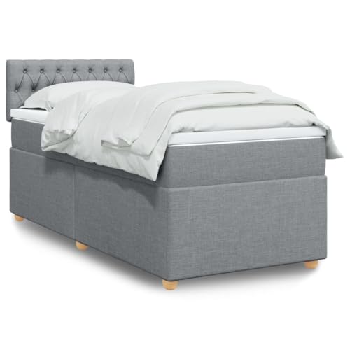 Teenpull Boxspringbett mit Matratze, Kopfteil und Topper, 80x200 cm, Hellgrau, Stoffbezug, Taschenfederkern, Komplett Schlafzimmer Set für erholsamen Schlaf Teenpull Boxspringbett mit Matratze, Kopfteil und Topper, 80x200 cm, Hellgrau, Stoffbezug, Taschenfederkern, Komplett Schlafzimmer Set für erholsamen Schlaf von Teenpull
