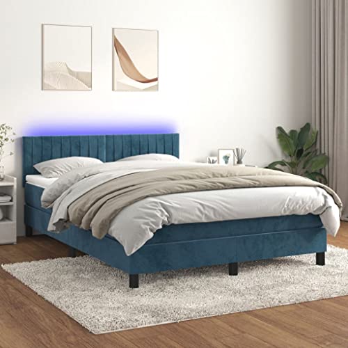 Teenpull Boxspringbett mit Matratze, LED-Beleuchtung & Kopfteil, 140x190 cm, dunkelblaues Samtpolster für Schlafzimmer, erholsamer Schlaf Teenpull Boxspringbett mit Matratze, LED-Beleuchtung & Kopfteil, 140x190 cm, dunkelblaues Samtpolster für Schlafzimmer, erholsamer Schlaf von Teenpull