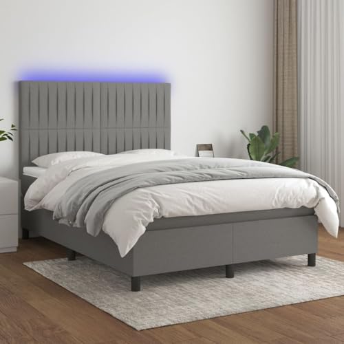 Teenpull Boxspringbett mit Matratze, LED Beleuchtung & Kopfteil, Dunkelgrau Stoffbezug, 140x200 cm Bettrahmen, Polsterbett Komplettset für erholsamen Schlaf im Schlafzimmer Teenpull Boxspringbett mit Matratze, LED Beleuchtung & Kopfteil, Dunkelgrau Stoffbezug, 140x200 cm Bettrahmen, Polsterbett Komplettset für erholsamen Schlaf im Schlafzimmer von Teenpull