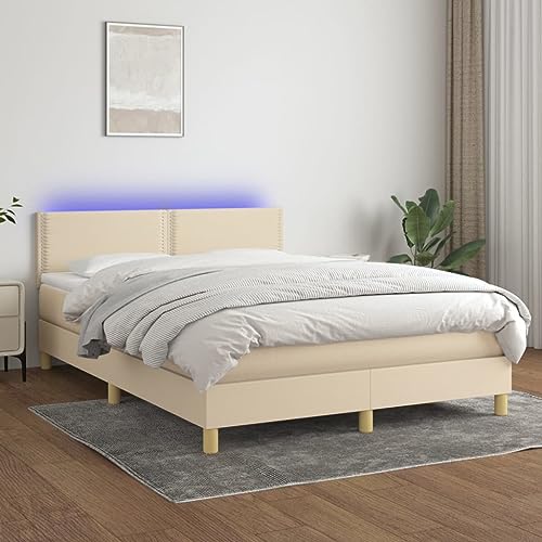 Teenpull Boxspringbett mit Matratze, LED-Beleuchtung & Kopfteil, Stoffbezug Creme, 140x190 cm, Modernes Polsterbett Komplett-Set für erholsamen Schlaf im Schlafzimmer Teenpull Boxspringbett mit Matratze, LED-Beleuchtung & Kopfteil, Stoffbezug Creme, 140x190 cm, Modernes Polsterbett Komplett-Set für erholsamen Schlaf im Schlafzimmer von Teenpull