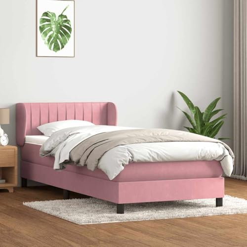 Teenpull Boxspringbett mit Matratze, Rosa Samt 80x220 cm, Komfortable Taschenfederkern Matratze mit Topper, Höhenverstellbares Kopfteil, Stabiles Schlafzimmer Set Teenpull Boxspringbett mit Matratze, Rosa Samt 80x220 cm, Komfortable Taschenfederkern Matratze mit Topper, Höhenverstellbares Kopfteil, Stabiles Schlafzimmer Set von Teenpull