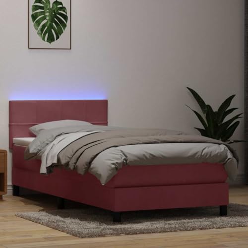 Teenpull Boxspringbett mit Matratze, Rosa Samt 80x220 cm, Verstellbares Kopfteil, LED-Beleuchtung, Taschenfederkern, Modernes Schlafzimmer Möbel Set Teenpull Boxspringbett mit Matratze, Rosa Samt 80x220 cm, Verstellbares Kopfteil, LED-Beleuchtung, Taschenfederkern, Modernes Schlafzimmer Möbel Set von Teenpull