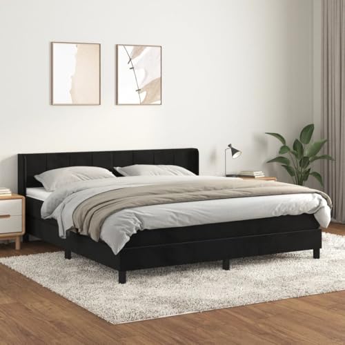 Teenpull Boxspringbett mit Matratze, Schwarz, 160x200 cm, Samt gepolstert, verstellbares Kopfteil, Taschenfederkernmatratze, mittelfeste Unterstützung Teenpull Boxspringbett mit Matratze, Schwarz, 160x200 cm, Samt gepolstert, verstellbares Kopfteil, Taschenfederkernmatratze, mittelfeste Unterstützung von Teenpull