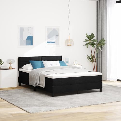 Teenpull Boxspringbett mit Matratze, Schwarz 140x190 cm, Stoff-Polsterung, Robustes Bettgestell für Schlafzimmer und Gästezimmer von Teenpull