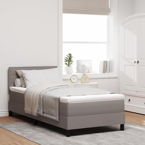 Teenpull Boxspringbett mit Matratze, Taupe, 90x200 cm, Stoff, gepolstertes Bettgestell, bequemes Schlafzimmer-Set, Robustes Möbelstück von Teenpull