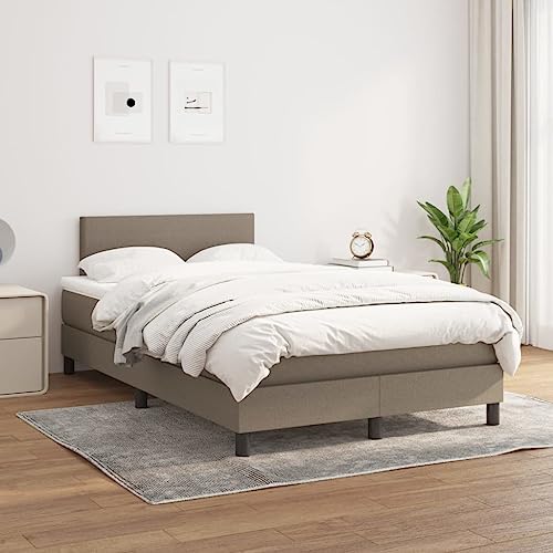 Teenpull Boxspringbett mit Matratze, Taupe Stoff, 120x200 cm, höhenverstellbares Kopfteil, Taschenfederkernmatratze für erholsamen Schlaf, modernes Design von Teenpull