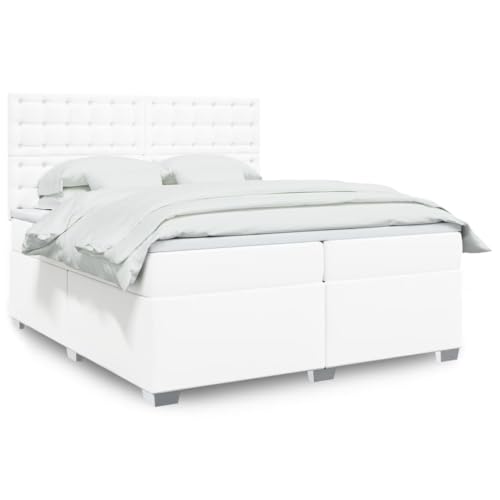 Teenpull Boxspringbett mit Matratze, Weißes Kunstleder, 200x200 cm, Komfortable Taschenfederkernmatratze, Höhenverstellbares Kopfteil, Robuster Bettrahmen für erholsamen Schlaf Teenpull Boxspringbett mit Matratze, Weißes Kunstleder, 200x200 cm, Komfortable Taschenfederkernmatratze, Höhenverstellbares Kopfteil, Robuster Bettrahmen für erholsamen Schlaf von Teenpull