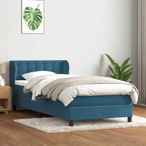 Teenpull Boxspringbett mit Matratze, dunkelblaues Samtpolsterbett 80x220 cm, höhenverstellbares Kopfteil, Taschenfederkernmatratze, komfortable Matratzenauflage, Stabiler Lattenrost Teenpull Boxspringbett mit Matratze, dunkelblaues Samtpolsterbett 80x220 cm, höhenverstellbares Kopfteil, Taschenfederkernmatratze, komfortable Matratzenauflage, Stabiler Lattenrost von Teenpull