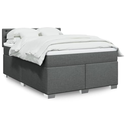 Teenpull Boxspringbett mit Matratze, dunkelgrau, 160x200 cm, Stoffbezug, LED-Beleuchtung, Taschenfederkern, Topper, Bettgestell, Schlafzimmer-Möbel-Set von Teenpull