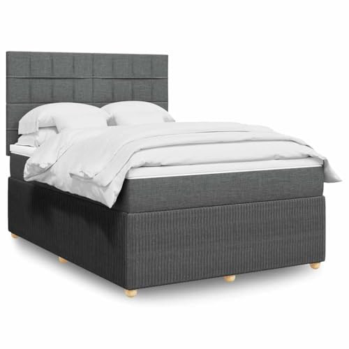 Teenpull Boxspringbett mit Matratze, dunkelgrau, 160x200 cm, Stoffbezug, verstellbares Kopfteil, LED-Beleuchtung für Schlafzimmer-Möbel-Set von Teenpull