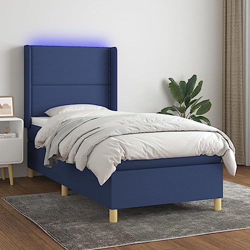 Teenpull Boxspringbett mit Matratze, verstellbarem Kopfteil und LED-Beleuchtung, Blau, 90x190 cm, strapazierfähiger Stoff, für erholsamen Schlaf Teenpull Boxspringbett mit Matratze, verstellbarem Kopfteil und LED-Beleuchtung, Blau, 90x190 cm, strapazierfähiger Stoff, für erholsamen Schlaf von Teenpull